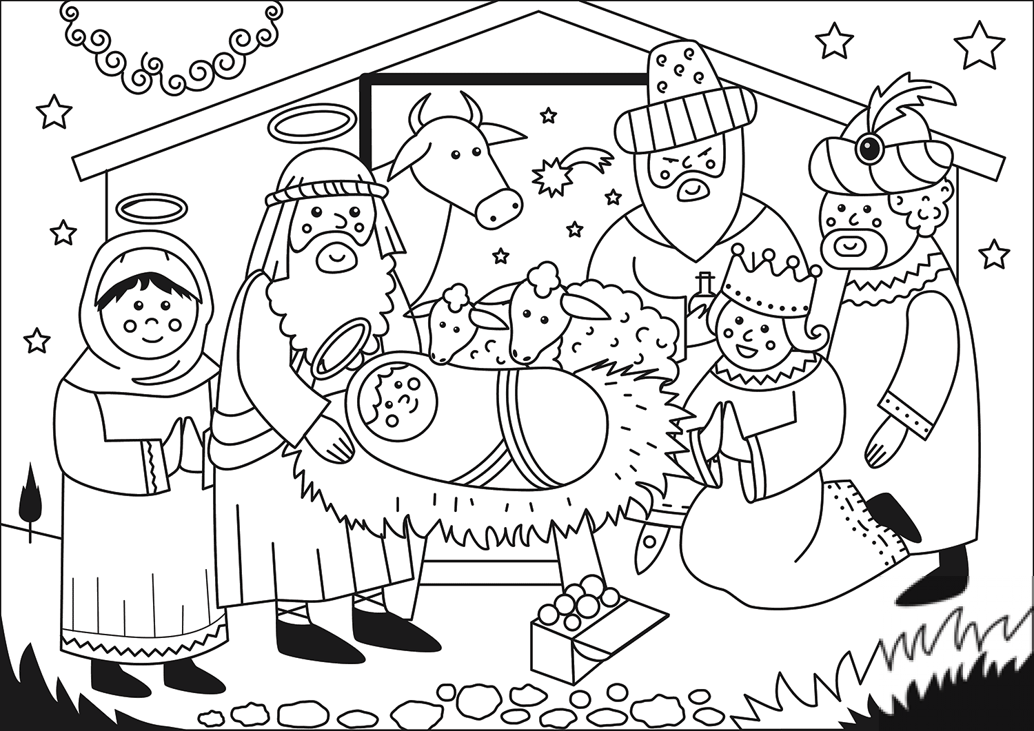 The Magi are coming to Bethlehem coloring page